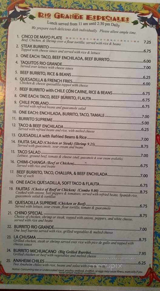 Rio Grande Mexican Restraunt - Picayune, MS menu_pic