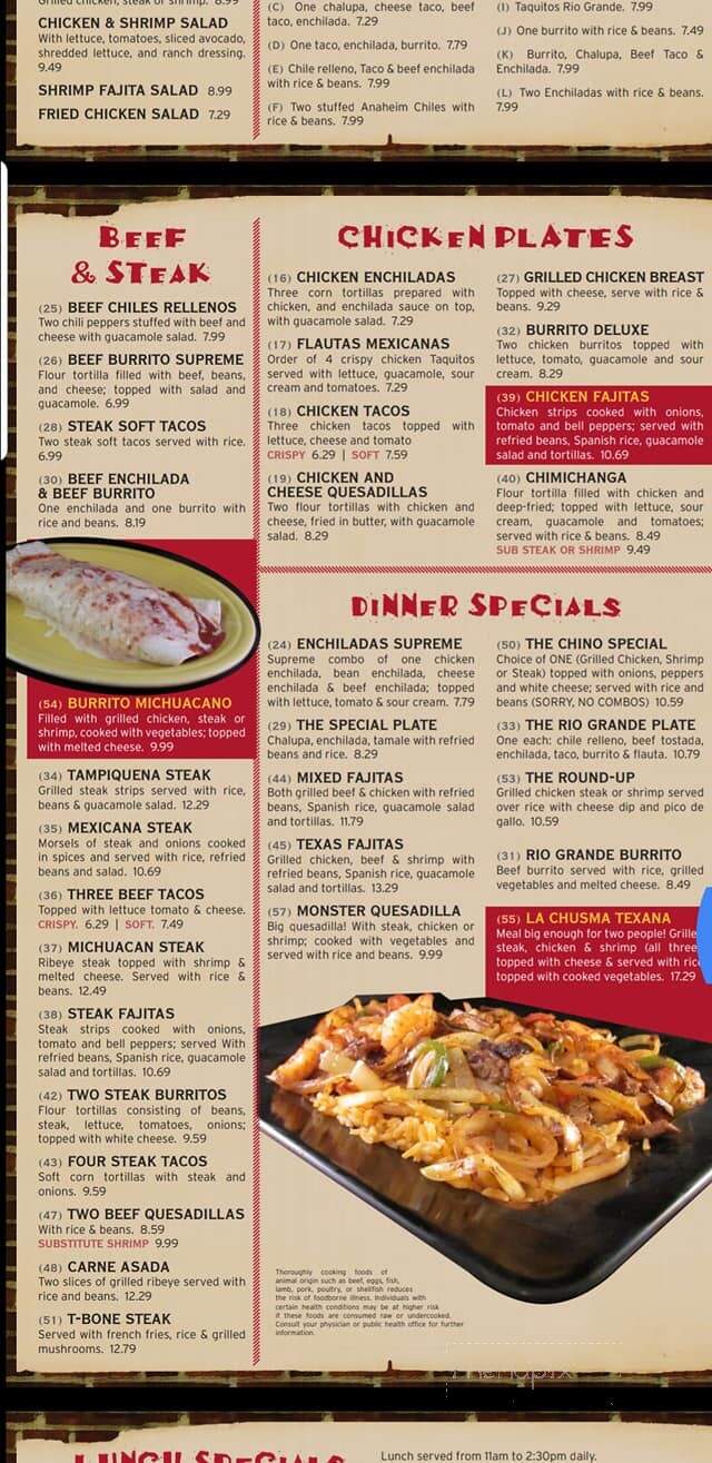 Rio Grande Mexican Restraunt - Picayune, MS menu_pic