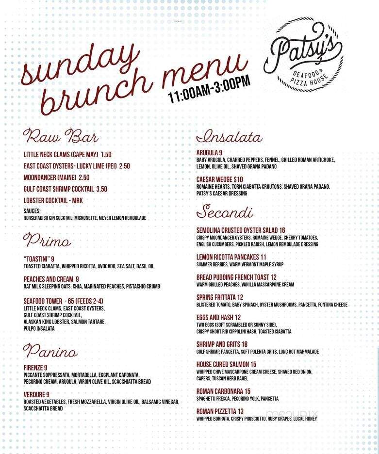Patsy's Seafood & Pizza House - West Orange, NJ menu_pic