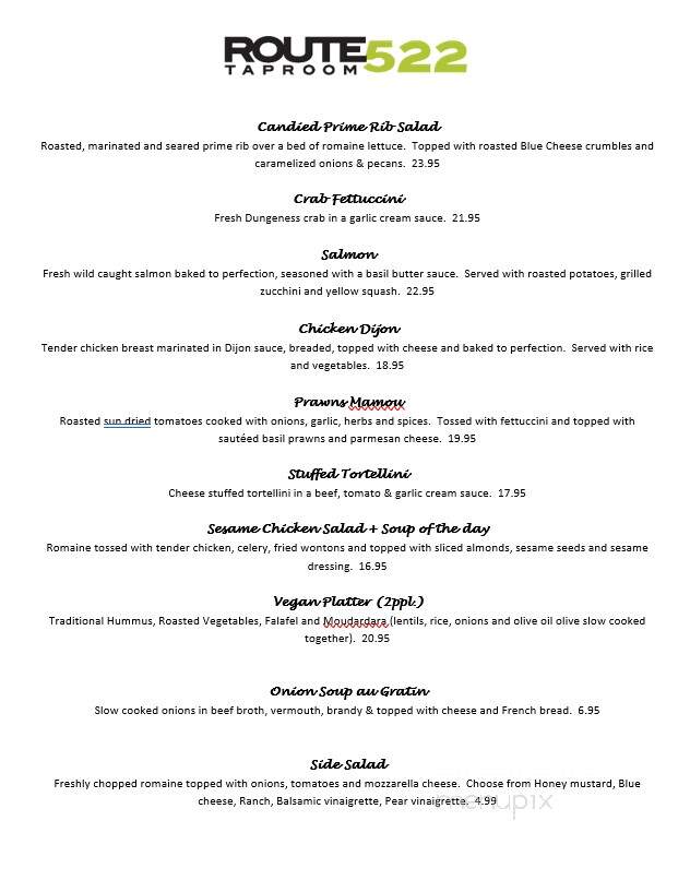 Route 522 Taproom - Woodinville, WA menu_pic