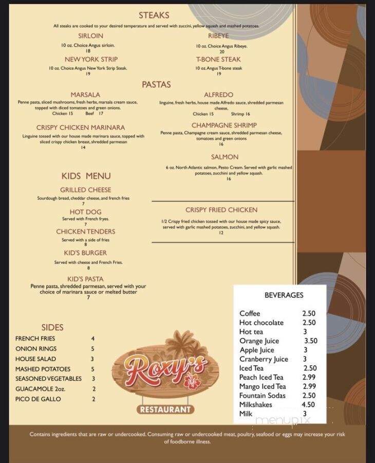 Roxy's Restaurant - Ridgeland, SC menu_pic