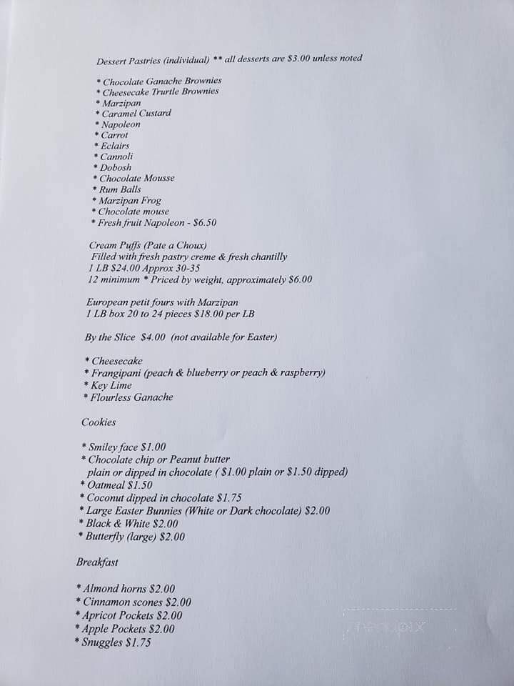 Truffle Cake & Pastry Shoppe - Michigan City, IN menu_pic