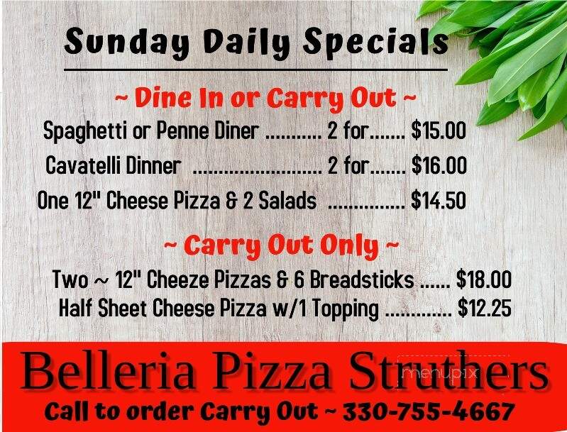 Belleria Pizzeria - Struthers, OH