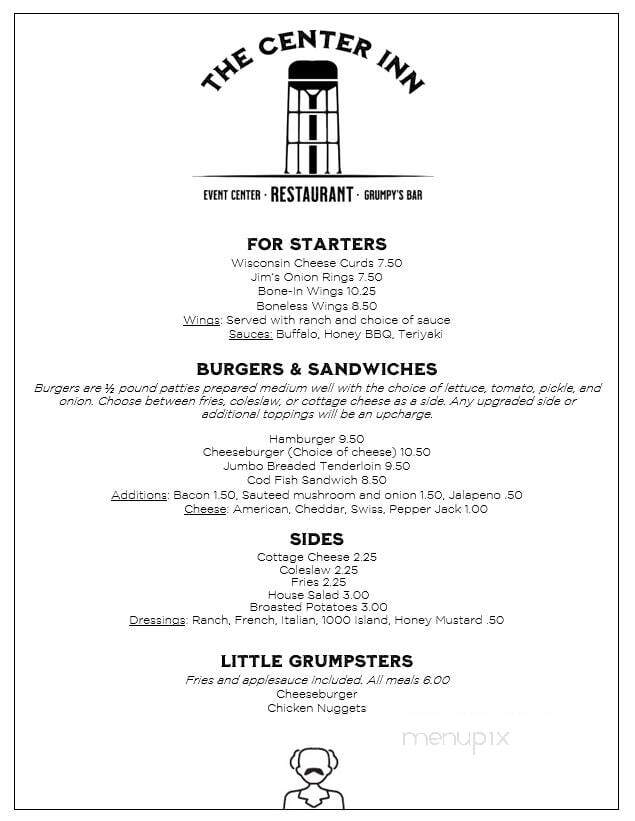 Center Inn Restaurant & Pub - Readlyn, IA menu_pic