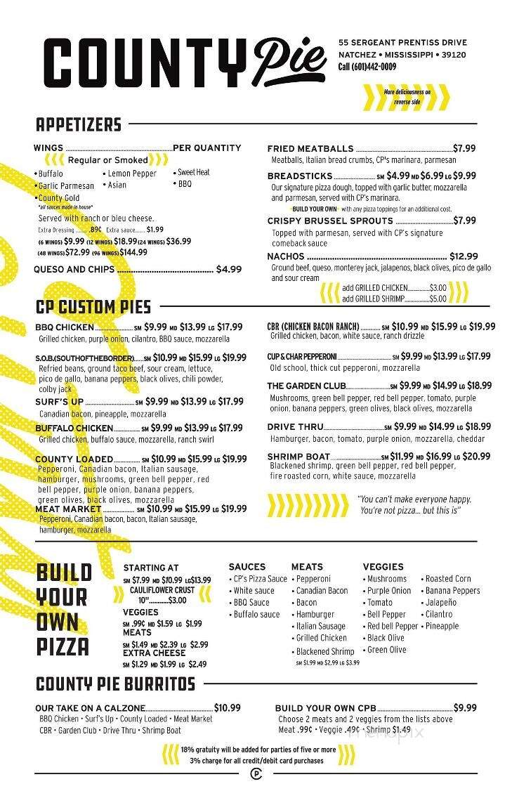County Pie Pizza Company - Natchez, MS menu_pic