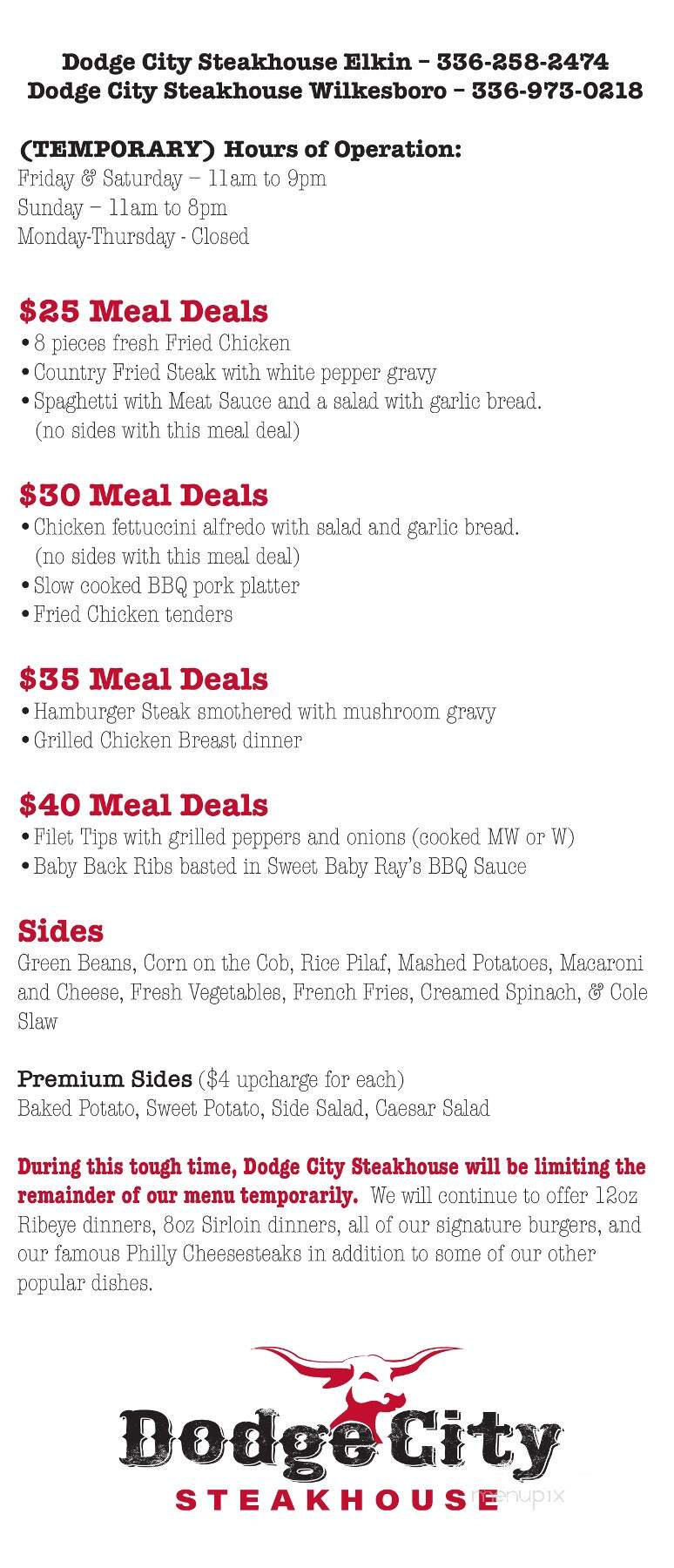 Dodge City Steakhouse - Wilkesboro, NC menu_pic