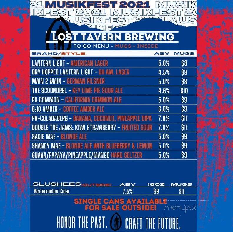 Lost Tavern Brewing - Hellertown, PA menu_pic