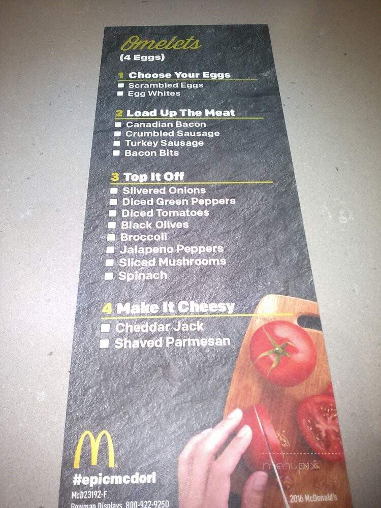 Bistro Gourmet at McDonald's - Orlando, FL menu_pic