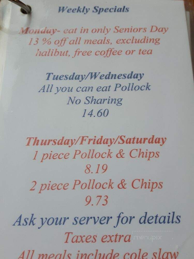 Mel's Fish & Chips - Woodstock, ON menu_pic