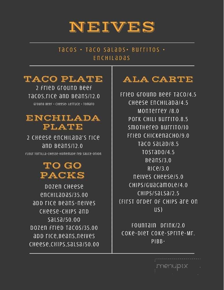 Neives' Mexican Restaurant - Winfield, KS menu_pic