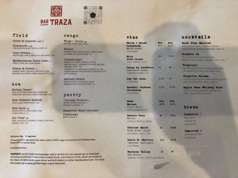 Bar Traza - Carlsbad, CA menu_pic
