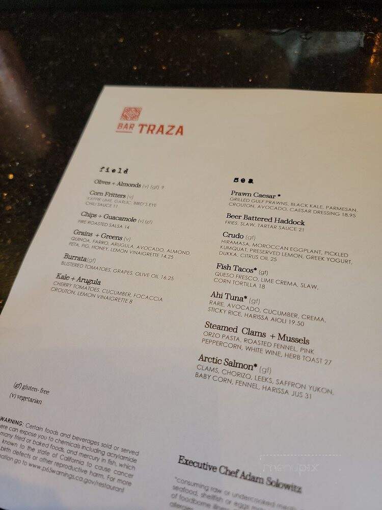 Bar Traza - Carlsbad, CA menu_pic