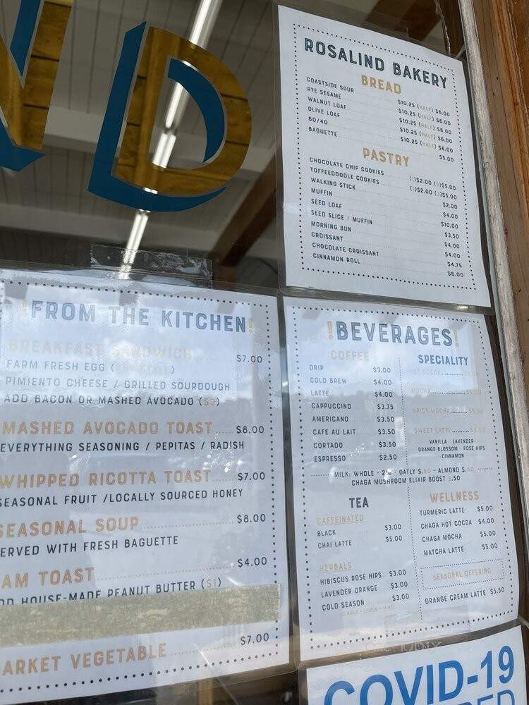 Rosalind Bakery - Pacifica, CA menu_pic