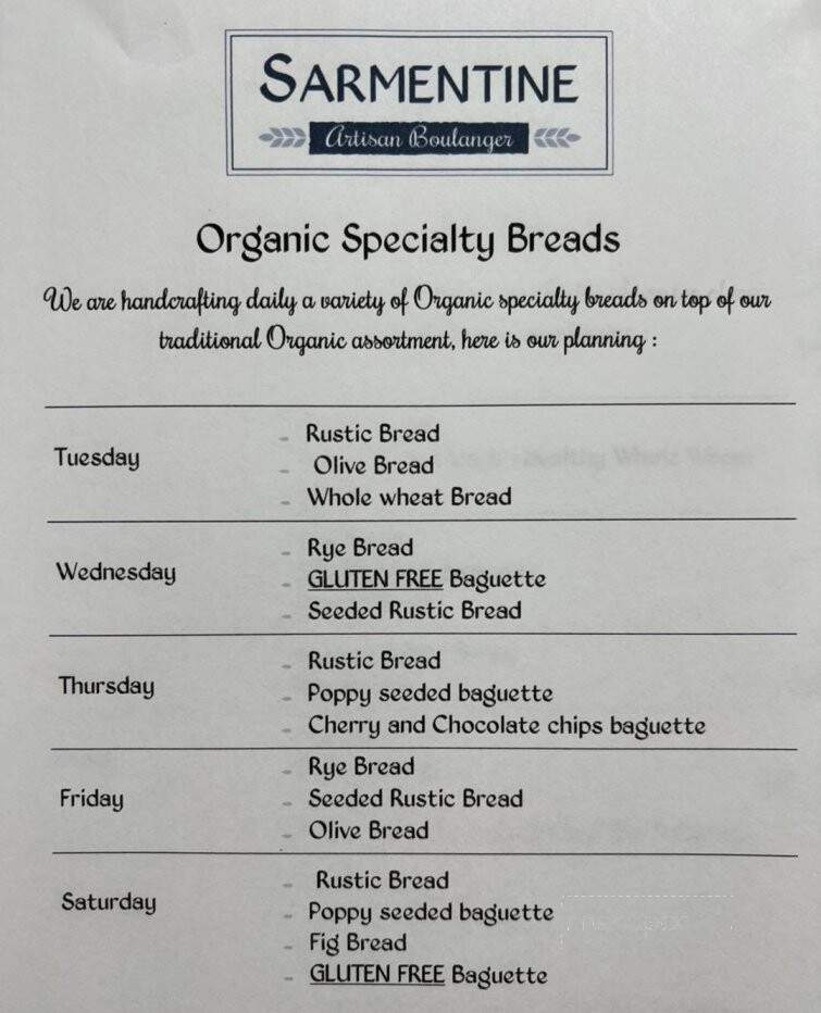 Sarmentine - Santa Rosa, CA menu_pic