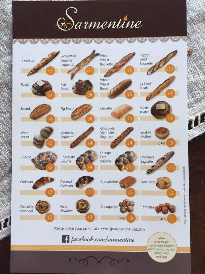 Sarmentine - Santa Rosa, CA menu_pic