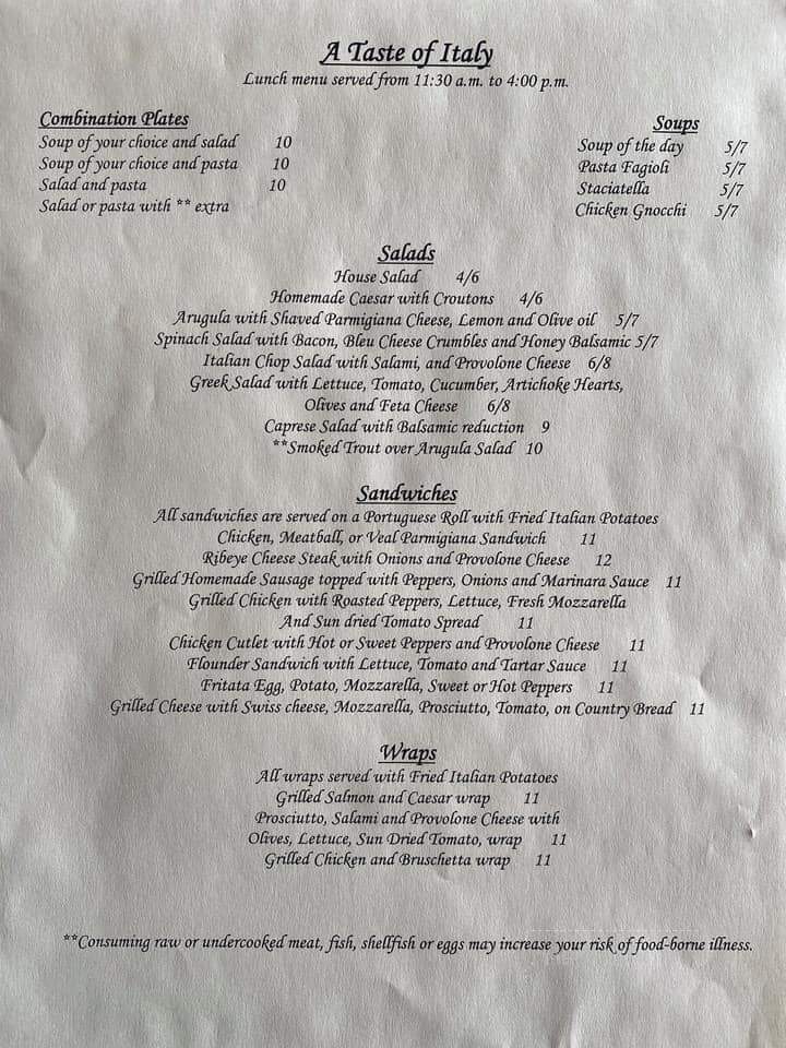 A Taste of Italy - Bloomsburg, PA menu_pic
