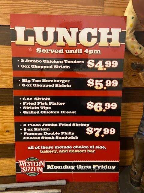 Western Sizzlin Steak & More - Jasper, TN menu_pic