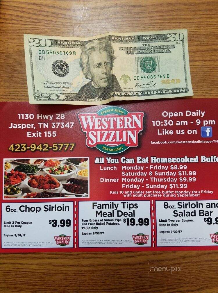 Western Sizzlin Steak & More - Jasper, TN menu_pic