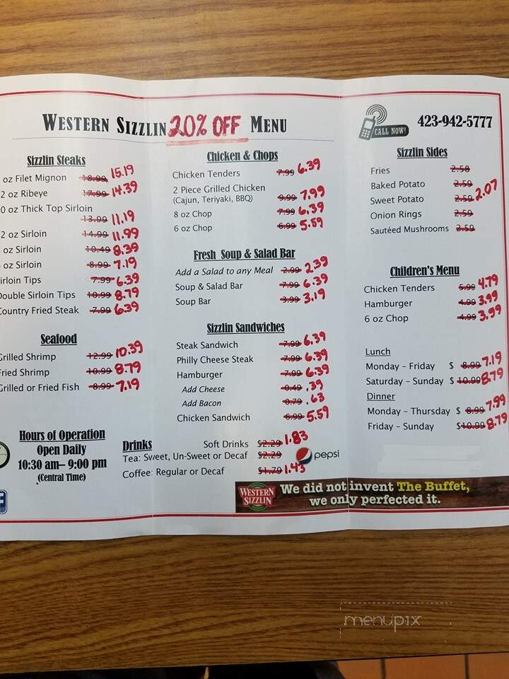 Western Sizzlin Steak & More - Jasper, TN menu_pic