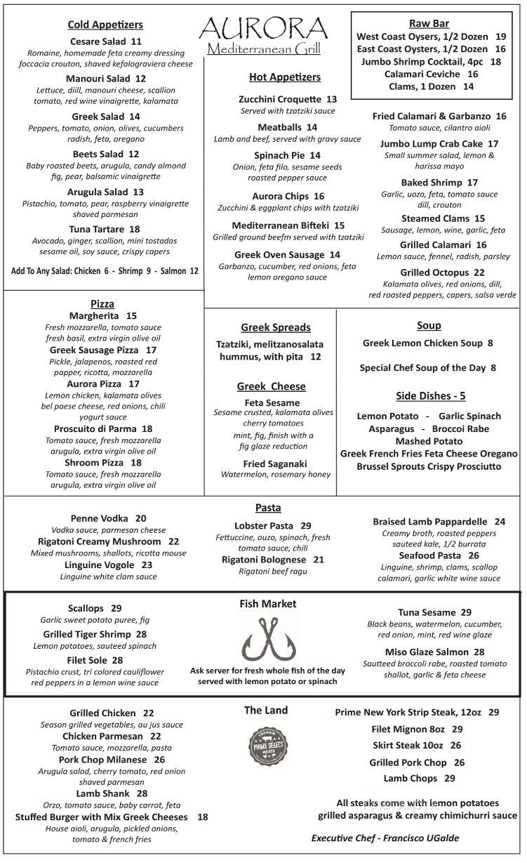 Aurora Restaurant & Bar - Old Tappan, NJ menu_pic
