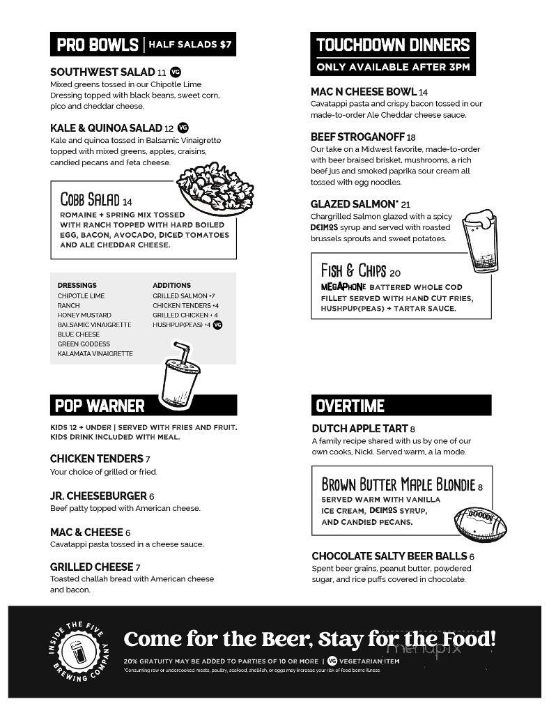 Inside the Five Brewing Company - Perrysburg, OH menu_pic