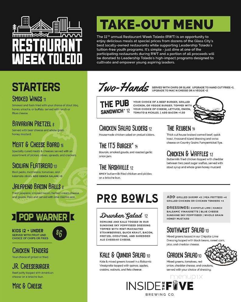 Inside the Five Brewing Company - Perrysburg, OH menu_pic