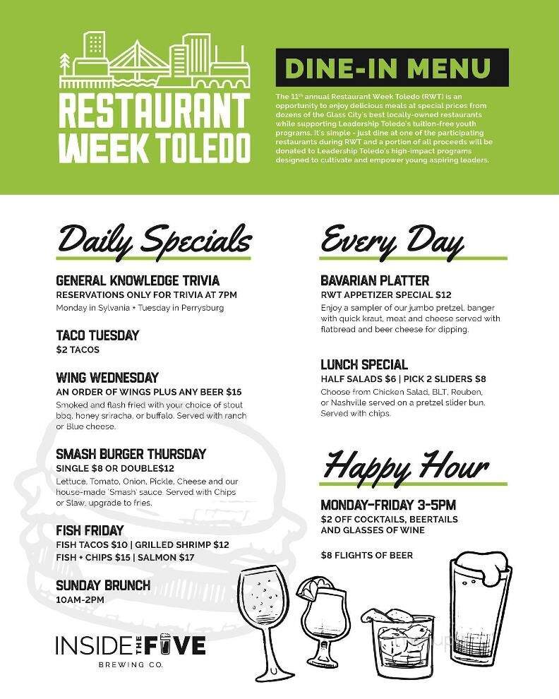 Inside the Five Brewing Company - Perrysburg, OH menu_pic