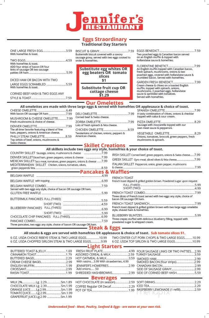Jennifer's Restaurant - Strongsville, OH menu_pic