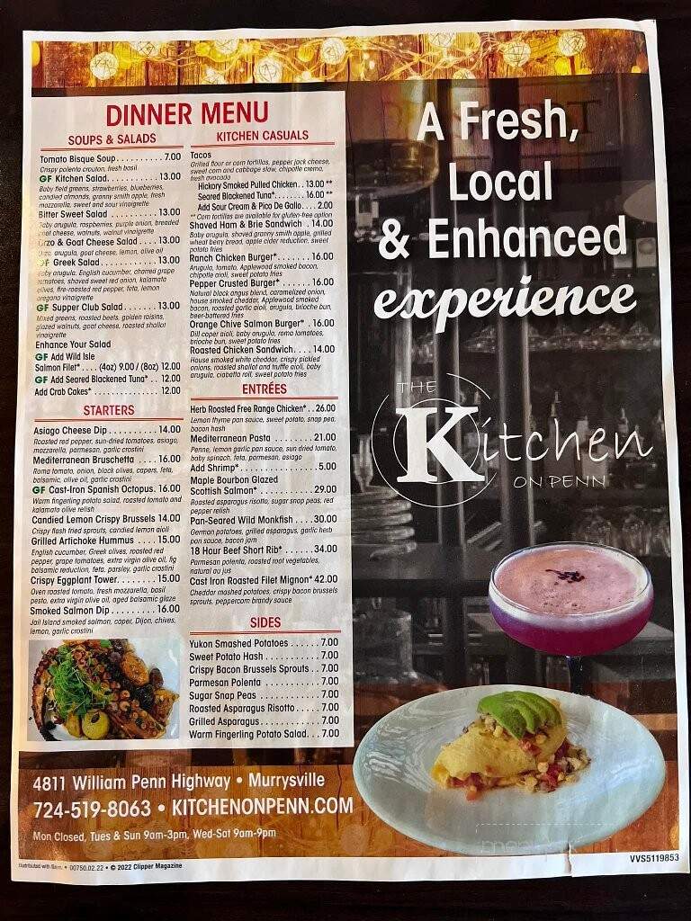 The Kitchen On Penn - Murrysville, PA menu_pic