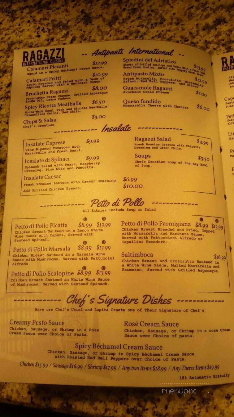 Ragazzi's - Nogales, AZ menu_pic