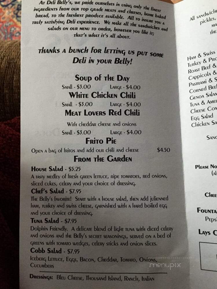 Deli Belly's - Frisco, CO menu_pic