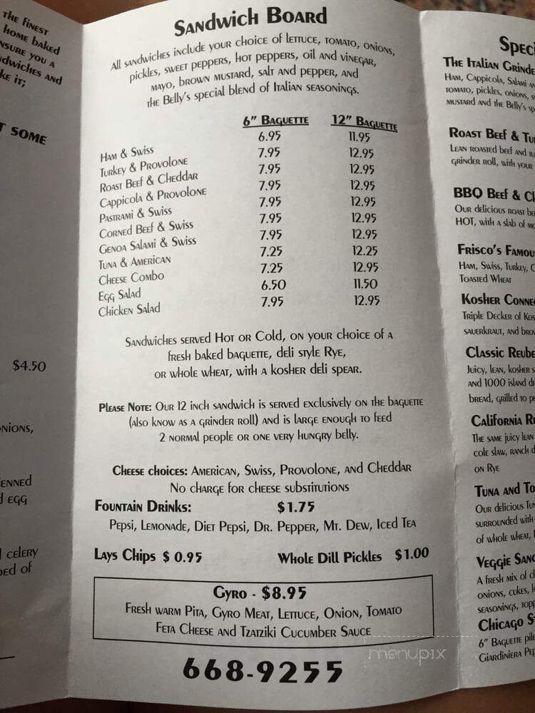 Deli Belly's - Frisco, CO menu_pic
