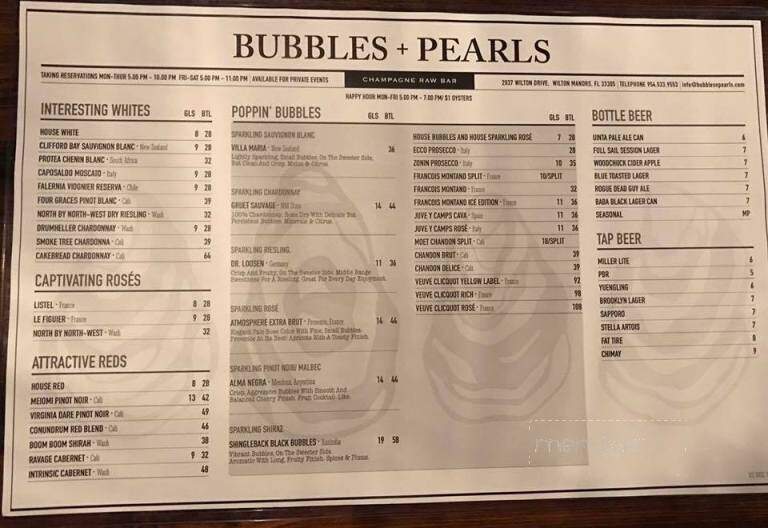 Bubbles & Pearls - Wilton Manors, FL menu_pic