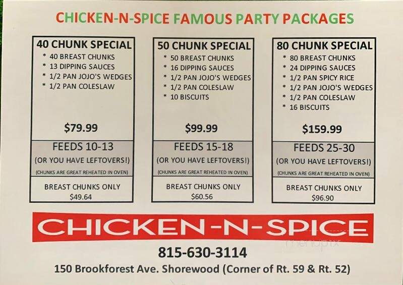 Chicken-N-Spice - Shorewood, IL menu_pic