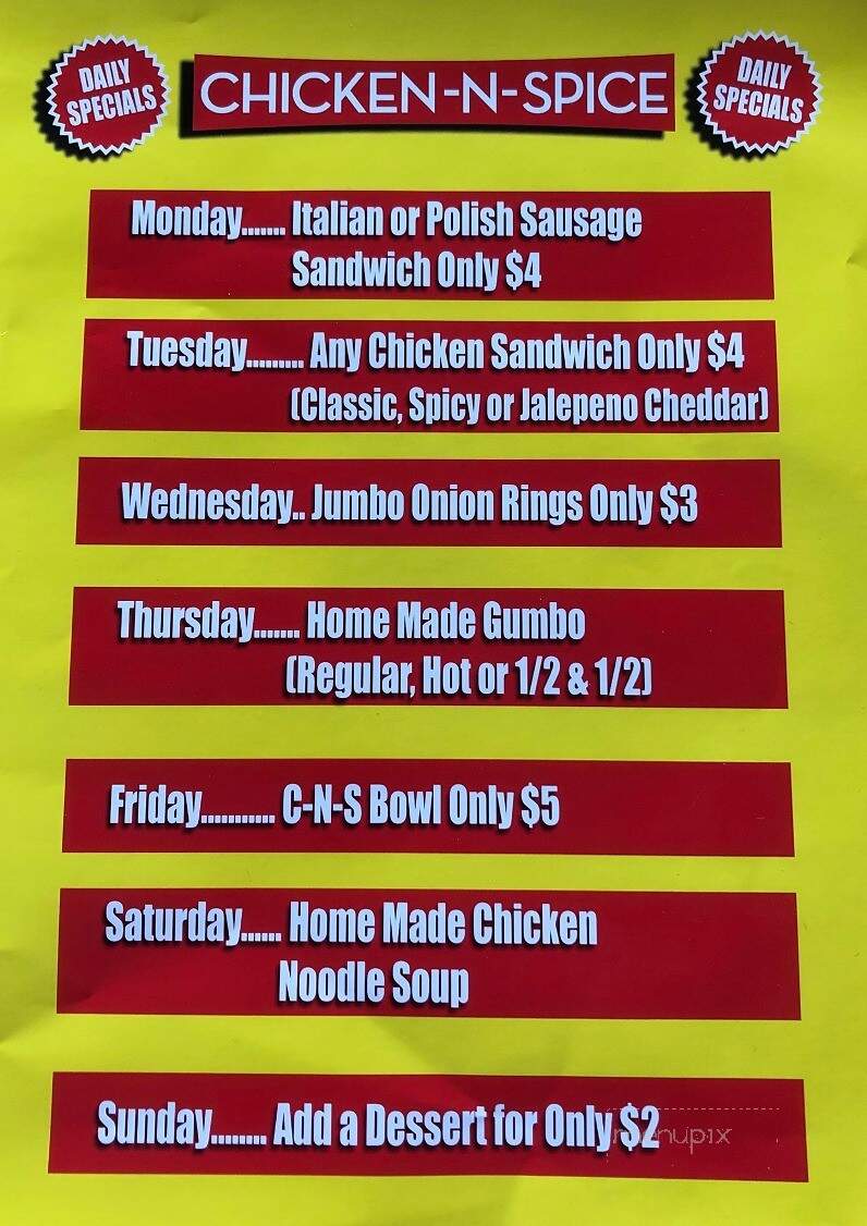 Chicken-N-Spice - Shorewood, IL menu_pic