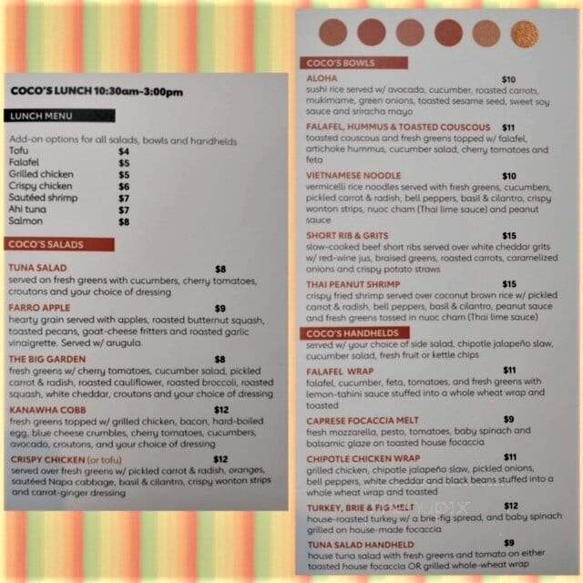 Coco's Kitchen and Cafe - Charleston, WV menu_pic