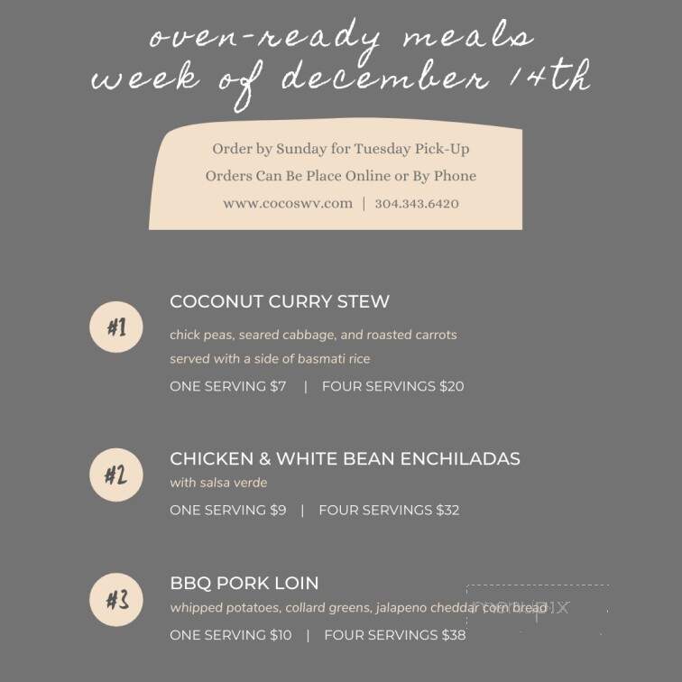 Coco's Kitchen and Cafe - Charleston, WV menu_pic