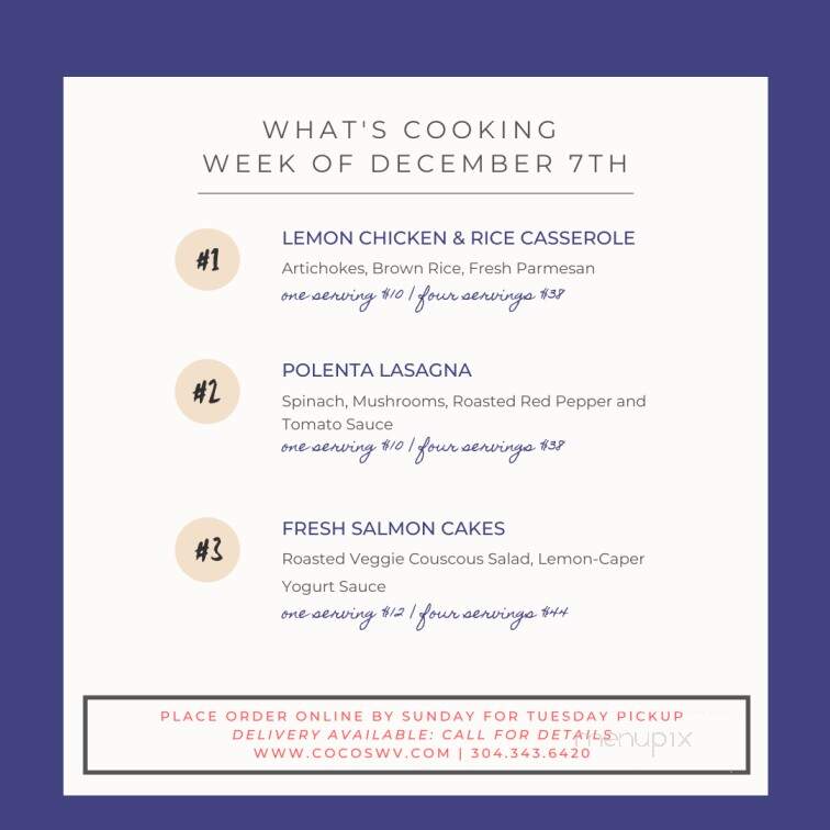 Coco's Kitchen and Cafe - Charleston, WV menu_pic