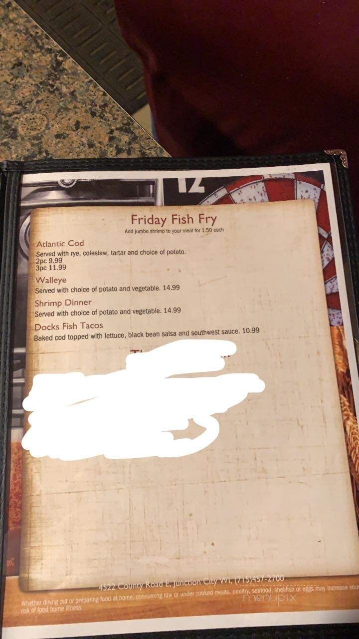 Dock of Dubay Bar & Grill - Junction City, WI menu_pic