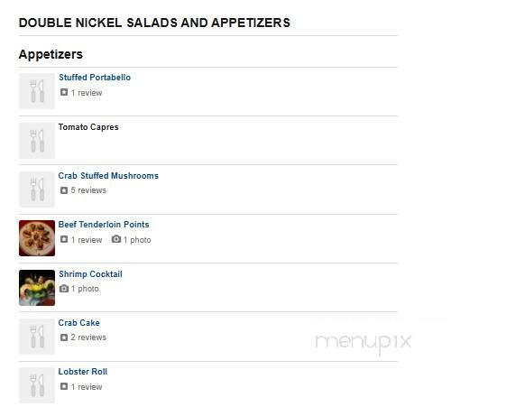 Double Nickel Steak House - Lubbock, TX menu_pic