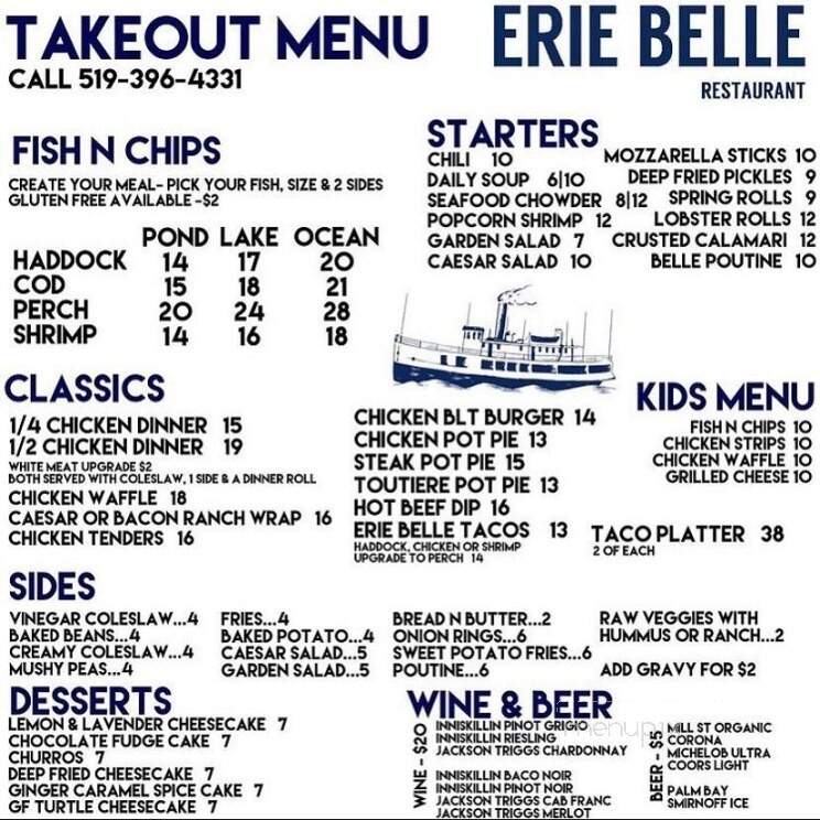 Erie Belle - Kincardine, ON menu_pic