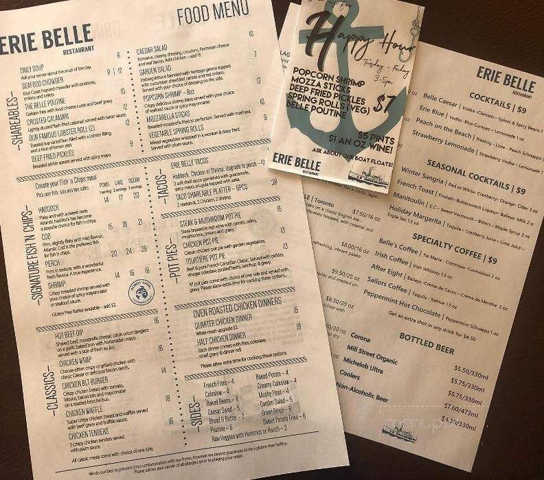 Erie Belle - Kincardine, ON menu_pic