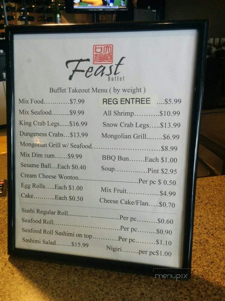 Feast Buffet - Renton, WA menu_pic