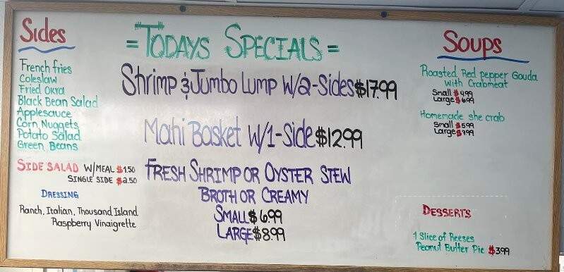 Frog Island Seafood - Barco, NC menu_pic