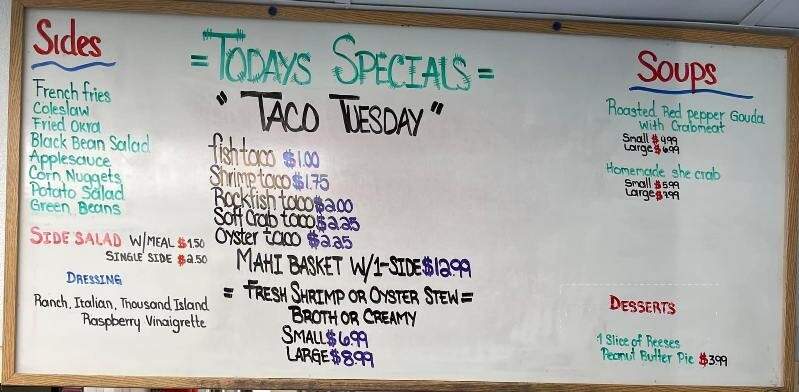 Frog Island Seafood - Barco, NC menu_pic