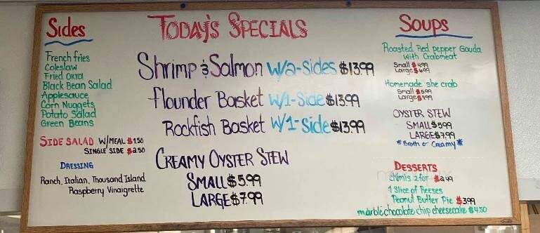 Frog Island Seafood - Barco, NC menu_pic