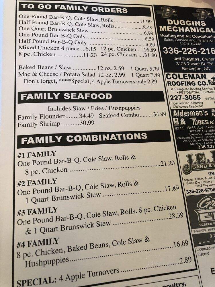 Hursey's Bar-B-Q - Mebane, NC menu_pic