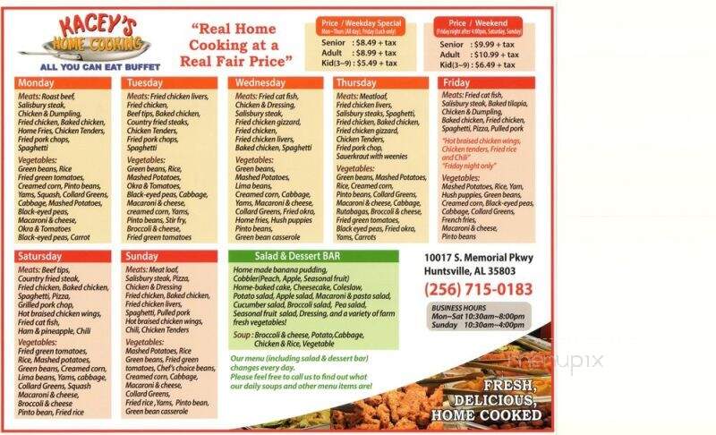 Kacey's Home Cooking - Huntsville, AL menu_pic