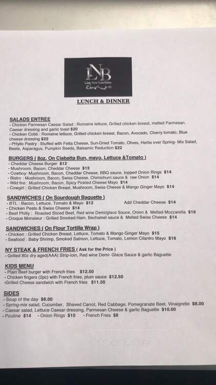 LIttle New York Bistro - Longview, AB menu_pic
