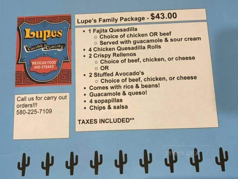 Lupe's Restaurant - Elk City, OK menu_pic